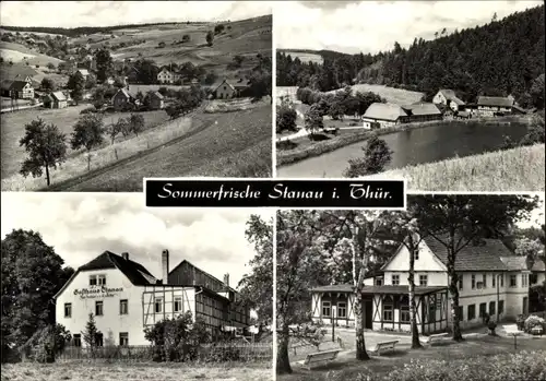 Ak Stanau Neustadt an der Orla Thüringen, Gasthaus, Ortspanorama