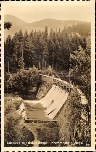 Ak Karpacz Krummhübel im Riesengebirge Schlesien, Talsperre mit Schneekoppe
