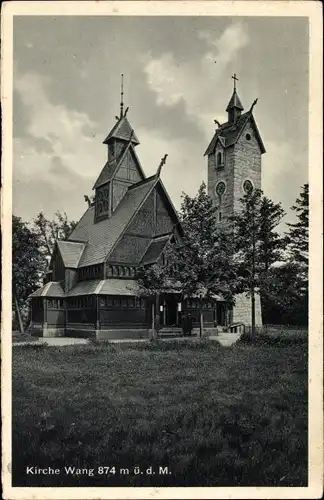 Ak Karpacz Górny Brückenberg Krummhübel Riesengebirge Schlesien, Kirche Wang