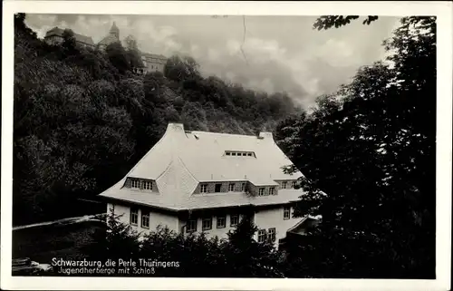 Ak Schwarzburg in Thüringen, schöne Detailansicht, Jugendherberge mit Schloss