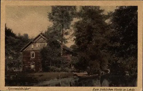 Ak Lehde Lübbenau Spreewald, Zum fröhlichen Hecht