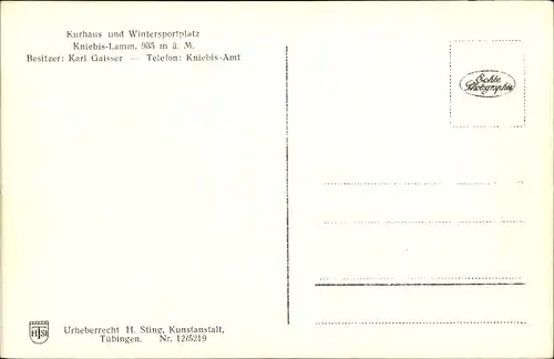 Ak Kniebis Freudenstadt im Nordschwarzwald, Kurhaus und Wintersportplatz, Kniebis-Lamm