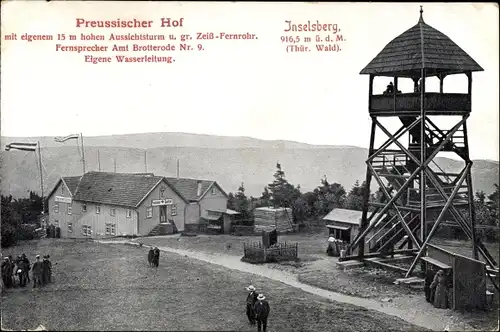 Ak Brotterode in Thüringen, Inselsberg, Preußischer Hof, Aussichtsturm