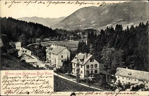 Ak Bad Tölz im Isartal Oberbayern, Zollhaus, Teilansicht vom Ort, Blick in die Berge