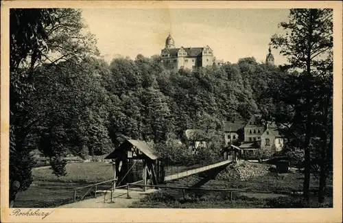 Ak Rochsburg Lunzenau in Sachsen, Gasthaus zur Sonne, Ball- und Gartenlokal, Brücke, Schloss