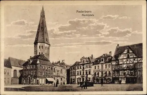 Ak Paderborn in Westfalen, Marktplatz, Turm