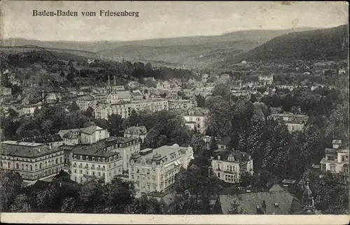 Ak Baden Baden am Schwarzwald, Blick auf den Ort vom Friesenberg