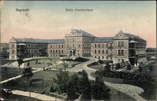Ak Bayreuth in Oberfranken, Städt. Krankenhaus, Außenansicht