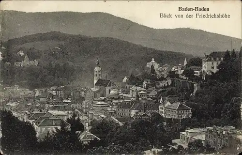 Ak Baden Baden am Schwarzwald, Blick von der Friedrichshöhe