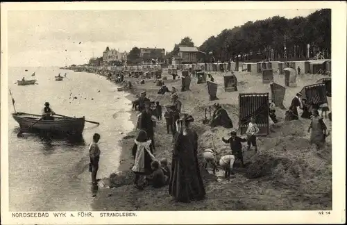 Ak Wyk auf Föhr Nordfriesland, Strandleben, Ruderboot