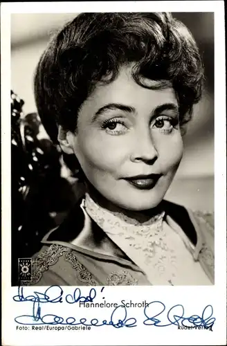 Ak Schauspielerin Hannelore Schroth, Portrait, Autogramm, Film Der Hauptmann von Köpenick
