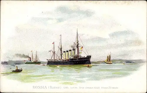 Litho Russisches Kriegsschiff Rossia