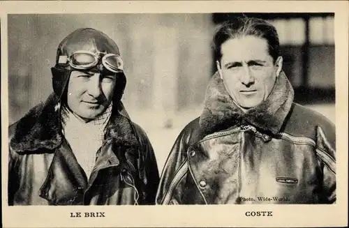 Ak Joseph Le Brix, Dieudonné Costes, Piloten, Flugstreckenrekord
