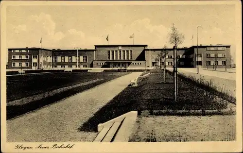 Ak Głogów Glogau Schlesien, Neuer Bahnhof