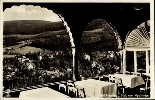 Ak Świeradów Zdrój Bad Flinsberg Schlesien, Blick vom Waldfrieden, Isergebirge