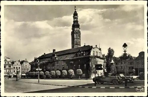 Ak Bolesławiec Bunzlau Schlesien, Ring und Rathaus, Rynek, Ratusz