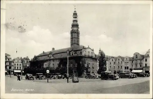 Ak Bolesławiec Bunzlau Schlesien, Markt