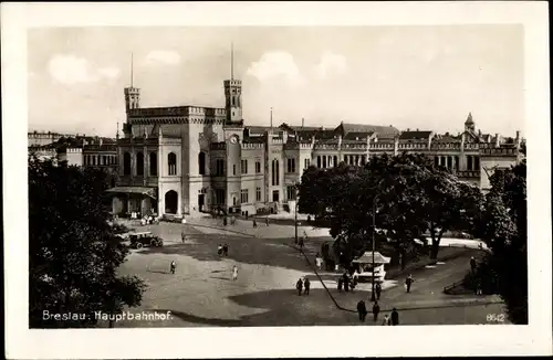Ak Wrocław Breslau Schlesien, Hauptbahnhof
