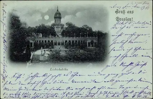 Mondschein Ak Wrocław Breslau Schlesien, Liebichshöhe