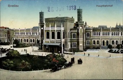 Ak Wrocław Breslau Schlesien, Hauptbahnhof