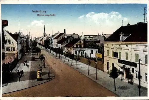 Ak Tschernjachowsk Insterburg Ostpreußen, Hindenburgstraße, Hotel zum schwarzen Adler