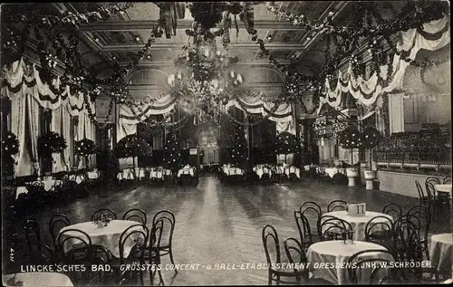 Ak Dresden Altstadt, Lincke’sches Bad, Größtes Concert- und Ball-Etablissement