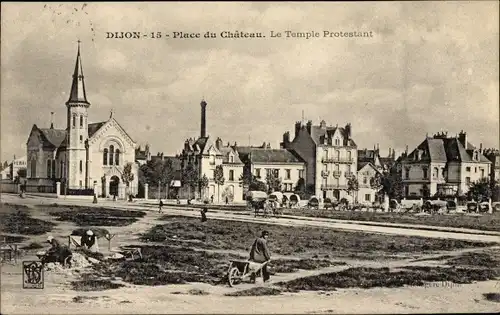 Ak Dijon Côte d'Or, Place du Chateau, Le Temple Protestant