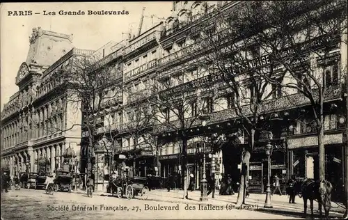 Ak Paris II. Arrondissement Bourse, Societe Generale Francais 27, Boulevard des Italiens