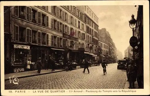 Ak Paris XI, Faubourg du Templer vers la Republique