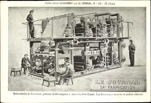 Ak Paris, Le Journal, sa Fabrication, Druckpresse