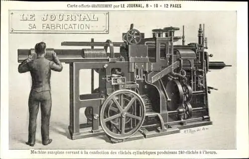 Ak Paris, Le Journal, se Fabrication, Machine