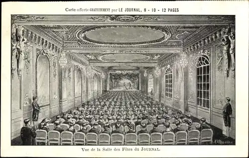 Ak Paris, Vue de la Salle des Fetes du Journal