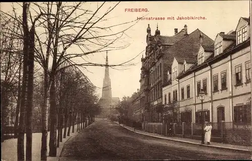 Ak Freiberg in Sachsen, Hornstraße mit Jakobikirche