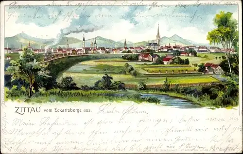 Litho Zittau in Sachsen, Gesamtansicht vom Eckartsberg aus