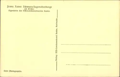 Ak Titisee Neustadt Schwarzwald, Franz Xaver Schwarz-Jugendherberge am Titisee