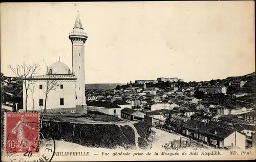 Ak Philippeville Skikda Algerien, Vue générale prise de la Mosquée de Sidi Alepdibb