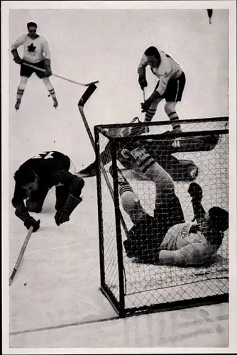 Sammelbild Olympia 1936, Eishockeyspiel Kanada gegen Lettland