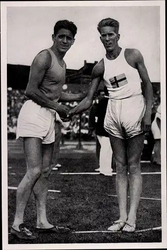 Sammelbild Olympia 1936, Läufer Luigi Beccall und Nilsson