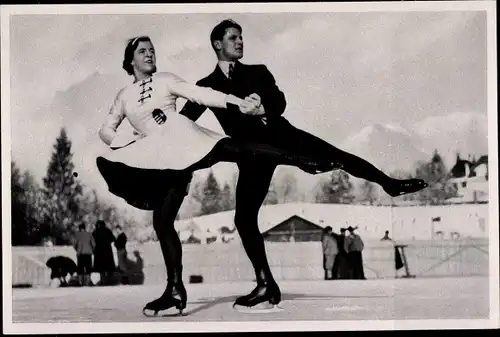 Sammelbild Olympia 1936, Ungarische Eiskunstläufer Rotter Szollas, Paarlauf