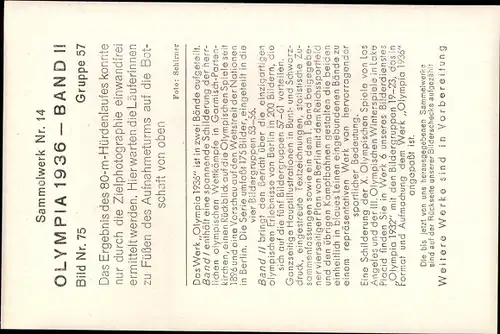 Sammelbild Olympia 1936, Hürdenläuferinnen