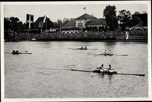 Sammelbild Olympia 1936, Deutsche Ruderer W. Eichhorn und H. Strauß im Zweier