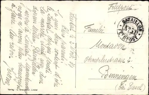 Ak Liestal Kanton Basel Land Schweiz, Wehrmannsdenkmal, Restaurant Salmeck