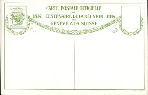 Künstler Ak Genève Genf Stadt, Centenaire de la Reunion 1914, Rejouissances publiques a Plainpalais