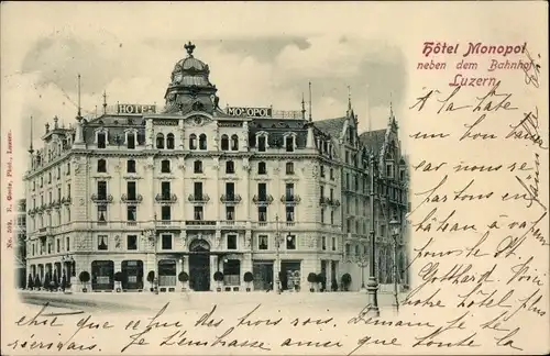 Ak Luzern Stadt Schweiz, Hotel Monopol