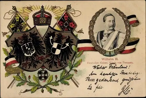Präge Wappen Ak Kaiser Wilhelm II., König von Preußen