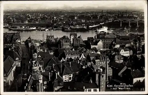 Ak Kiel, Handelshafen, Werften, Panorama