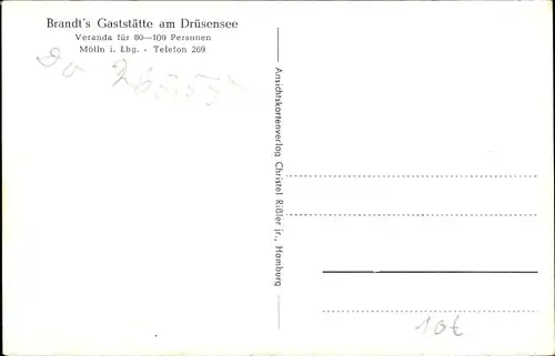 Ak Mölln im Herzogtum Lauenburg, Brandt's Gaststätte am Drüsensee