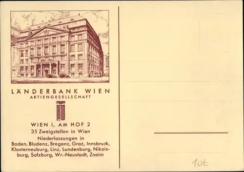 Ak Wien 1, Länderbank Wien AG, Am Hof 2