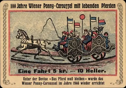 Ak Wien 2 Leopoldstadt Prater, 100 Jahre Wiener Ponny Caroussel mit lebenden Pferden, Fa. Reinprecht