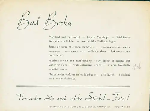 Ak Bad Berka in Thüringen, Ortspartie, Fotovervielfältigung H. C. Stöckel, Hannover